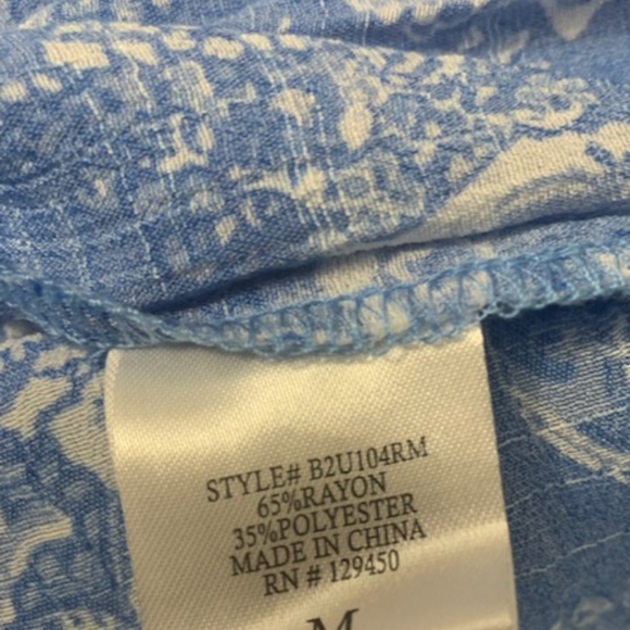 Fred David sz Med Cornflower Blue & White Boho Tunic - Picture 5 of 5